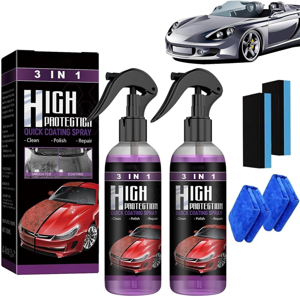 ALLILUYAA 2 Stück High Protection 3in1 Spray,3-In-1 Hoher Schutz Schnelles Auto-Beschichtung Spray,Autobeschichtungsspray 3 In 1,Auto-Beschichtungsspray,Car Kratzer Spray von ALLILUYAA