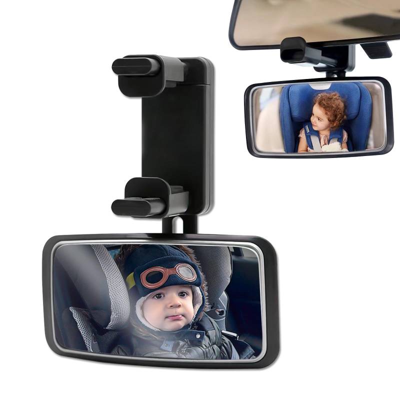 Spiegel Auto Baby, Rückspiegel Baby Auto mit Gefederten Clips, Glas-Spiegel, 360° Drehbar, Rücksitzspiegel Baby für Meisten Auto(129 * 65.8mm) (24 Stile) von ALLILUYAA