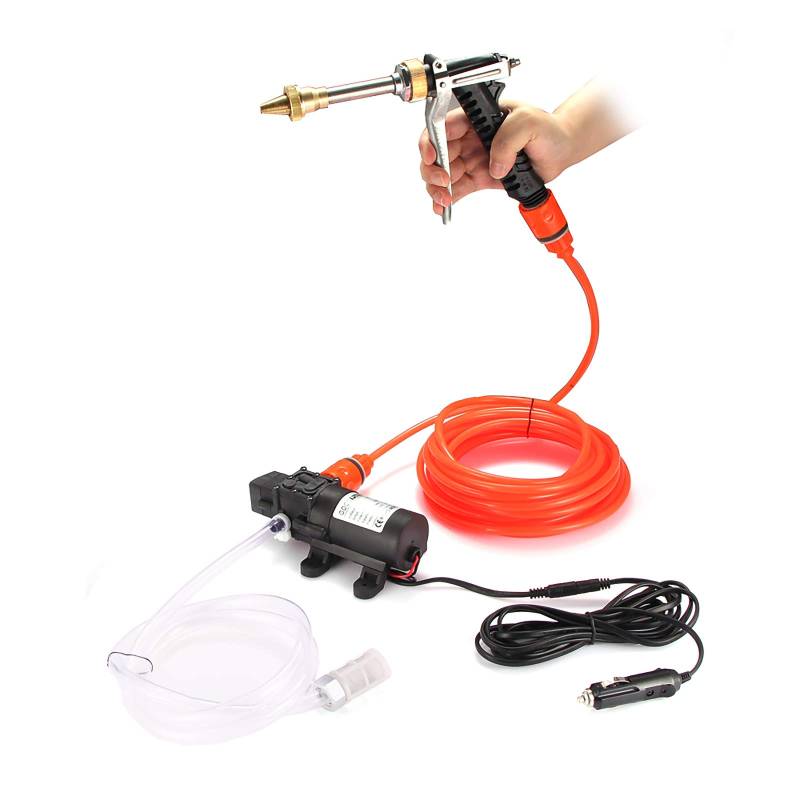 ALLOMN Autowaschpumpe, Auto Waschmaschine Hoher Druck Autowaschpumpe Kit Auto Reinigungswasserpumpe Tragbares Spritzpistolen Waschset 130PS DC 12V 100W für die Reinigung von Auto Türscheiben von ALLOMN