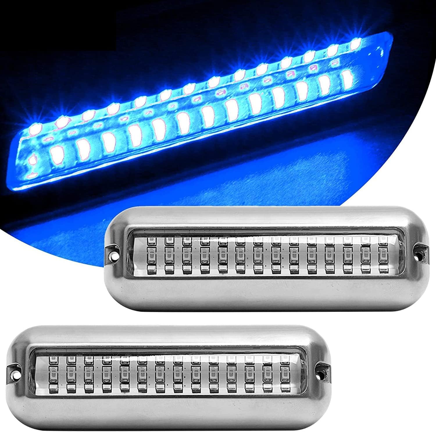 ALLOMN Marine-LED-Bootslicht, 12 V 27 LEDs Edelstahl Navigationssignallicht IP68 Wasserdicht Unterwasser-Bootslicht hinteres Fischlicht für Boote Deck Kajak Yacht Marineschiffe Ponton-Kreuzfahrt (1) von ALLOMN