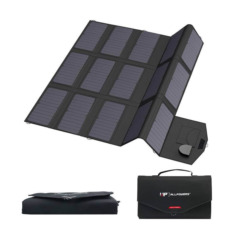 ALLPOWERS 100W Faltbares Solarpanel Tragbares Solarpanel Monokristalline Solarmodul Solarladegerät mit 18V DC Ausgang für Tragbarer Powerstation, Camping Laptops RV Batterie, Generatoren, Smartphone von ALLPOWERS