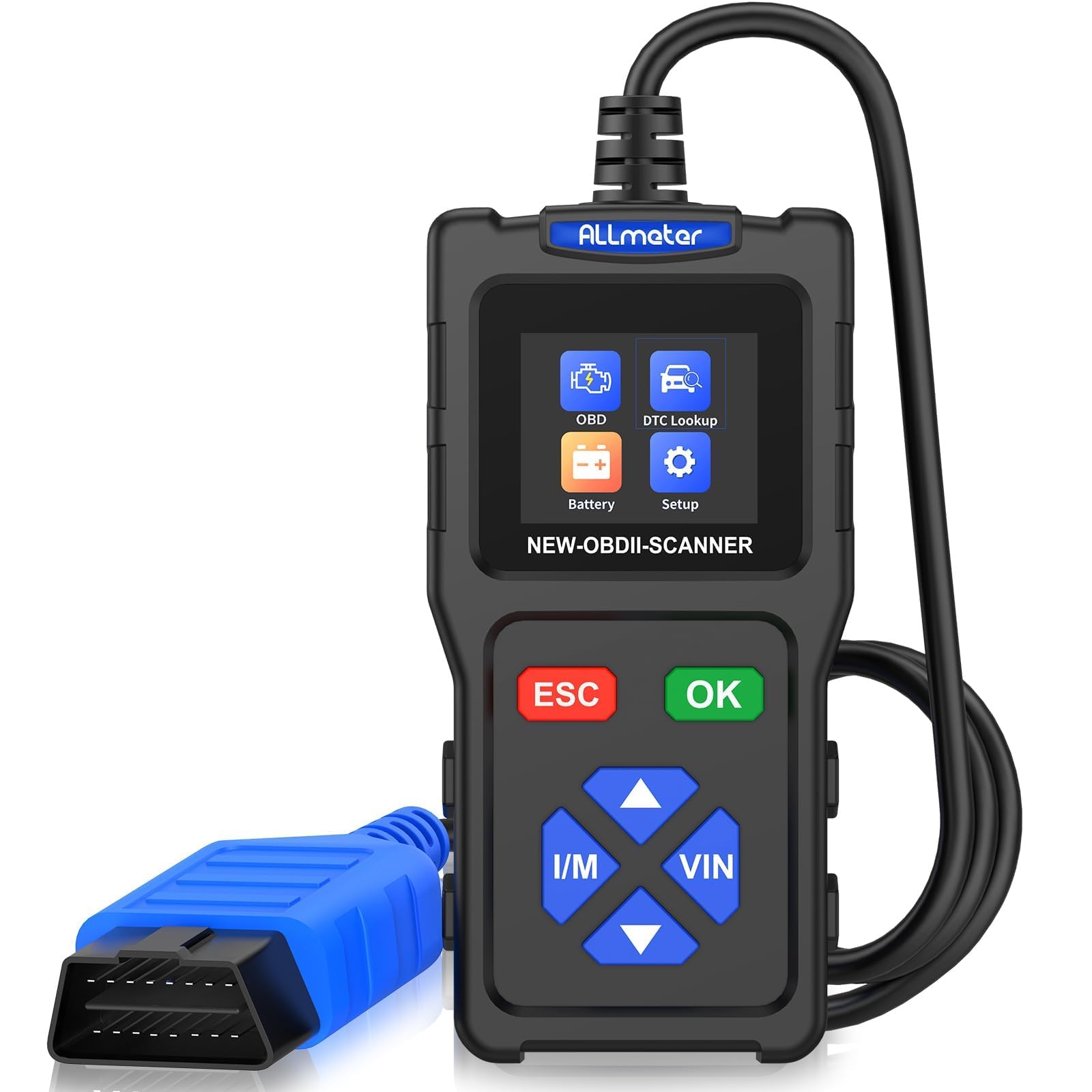 ALLmeter OBD2 Diagnosegerät, OBD2 Scanner, 9 OBD2 Modi, mit DTC-Definition, 13 Sprachen, 1,7 Zoll Farbbildschirm,Spannungserkennung und -überwachung, KFZ-Fehlercode-Lesegerät für Autos ab Baujahr 1996 von ALLmeter