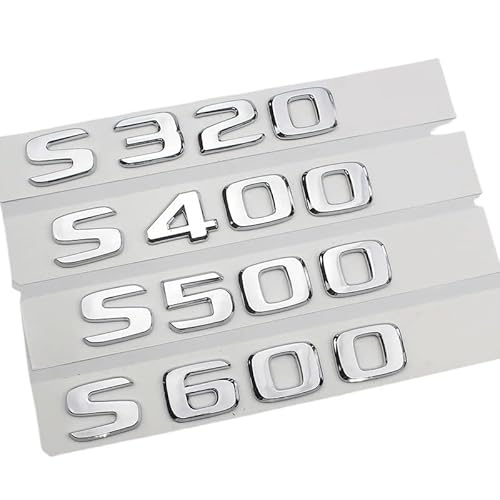 ALMVIS 3D ABS Chrom Logo S320 S350 S400 S450 S500 S550 S580 S600 Emblem Buchstaben Kofferraum Abzeichen Fit for Mercedes S W222 W223 Zubehör Auto-Logo-Aufkleber(Chrome 17-22,S500) von ALMVIS