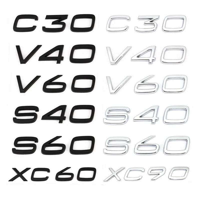 ALMVIS 3D AWD T3 T5 T6 T8 Logo Emblem Abzeichen Aufkleber Auto Aufkleber Fit for Volvo C30 V40 V60 S40 S60 XC60 XC90 XC40 S80 S90 S80L S60L Auto Styling Auto-Logo-Aufkleber(Black,V40) von ALMVIS