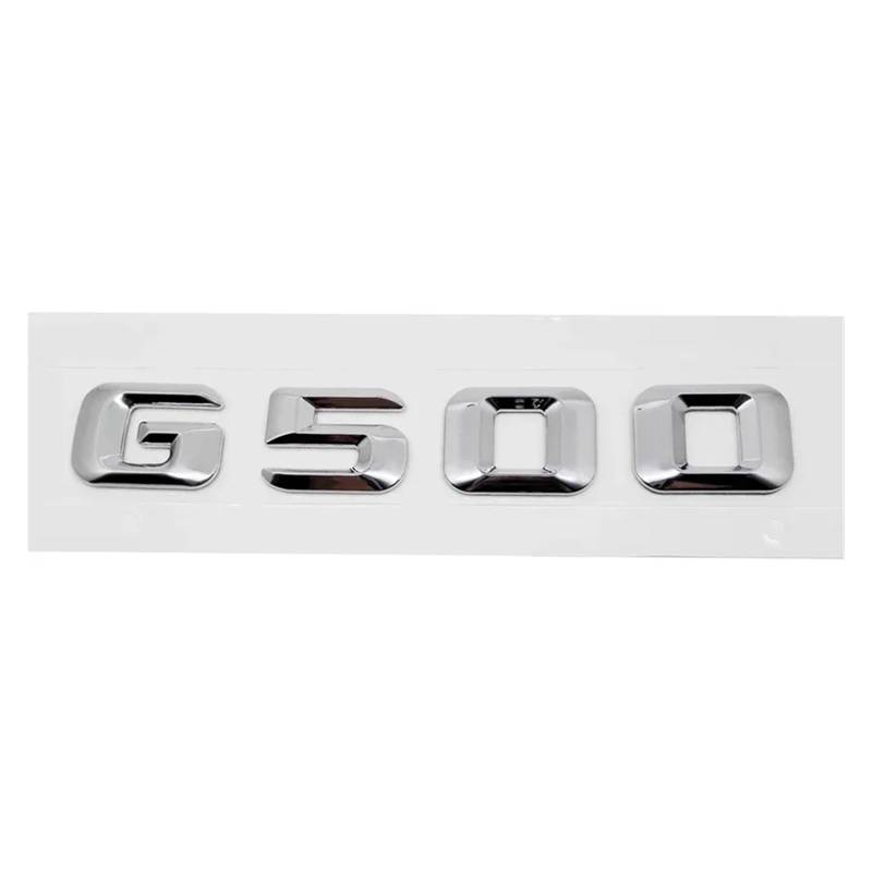 ALMVIS 3D-Buchstaben-Autoaufkleber, modifizierter Heck- und Kofferraum-Emblem, Abzeichen, passend for Mercedes Benz G-Klasse G63 G65 G200 G230 G300 G350 G400 G500 G550 Auto-Logo-Aufkleber(G500-Silver) von ALMVIS