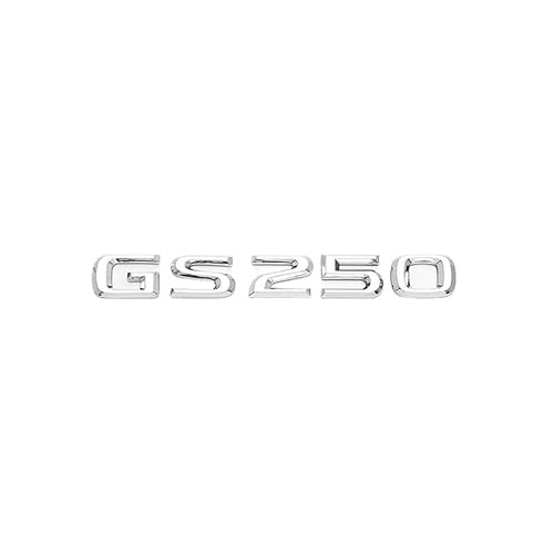 ALMVIS 3D Chrom glänzend Schwarze ABS-Buchstaben GS200t GS250 GS300 GS400 GS460 GS450h HYBRID-Emblem passend for Lexus Auto-Kofferraum-Logo-Abzeichen-Aufkleber Auto-Logo-Aufkleber(GS250-01,Silver) von ALMVIS