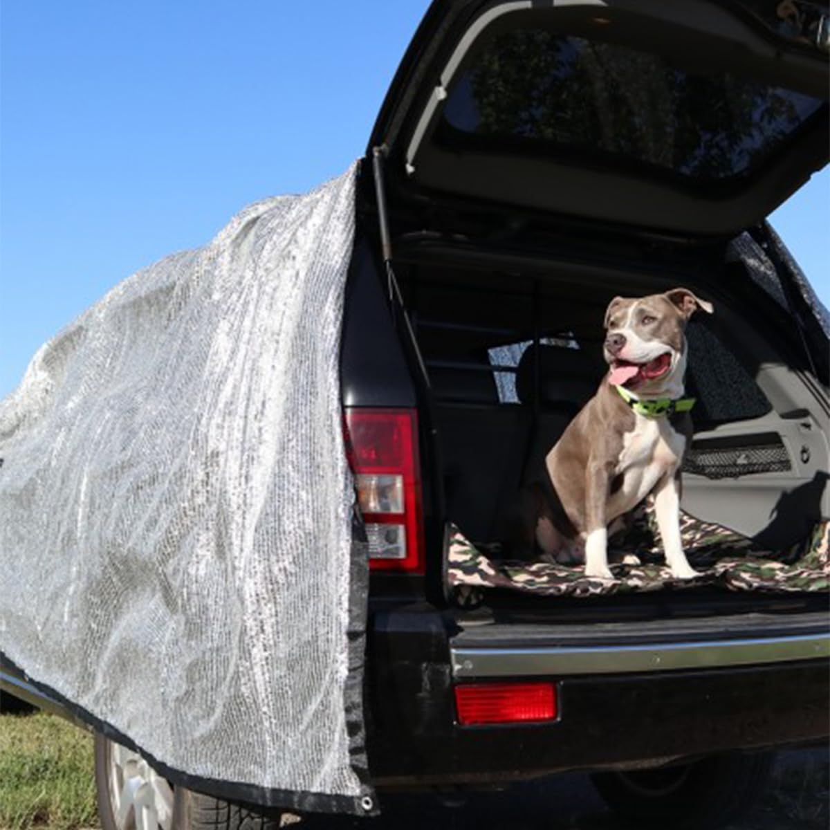 Schattennetz Hund Groß 3 m x 4 m 12m² 90% Alu Sonnensegel Alu UV Sonnenschutz Schattennetz Hitzeschutz Haube für Wohnwagen, Wohnmobil, Van, T5 von ALNIYATX