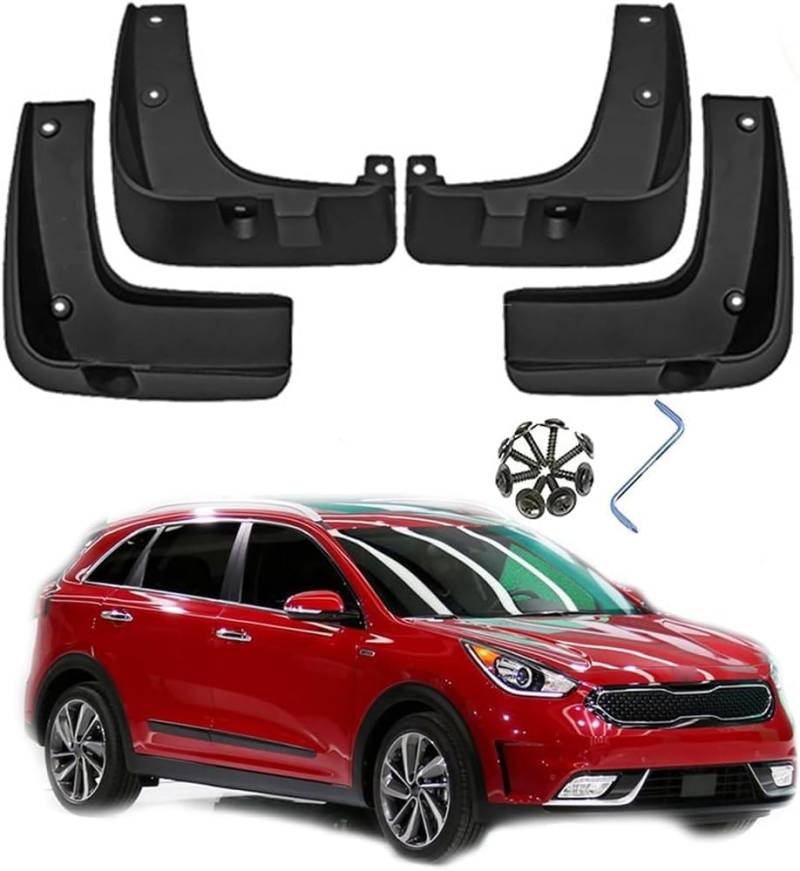 4 Pcs Car Schmutzfänger Styling Zubehör Für K-IA NIRO DE 2016-2019,Schmutzfänger Vordere Hintere Spritzschutz Kit Staubdicht Spritzfest Auto-Styling-Zubehör von ALOEU