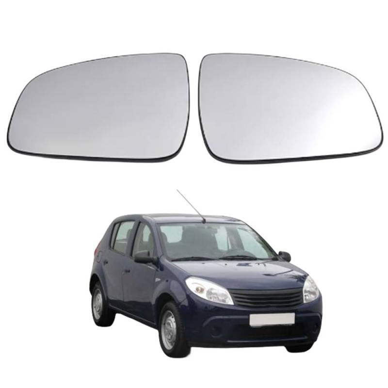 Aussenspiegel Glas Ersatz Spiegelglas für DACIA SANDERO 2008-2013 2021-2023 6001549716 6001549717 963664166R 963654759R, Auto Seitenspiegel Beheizbar Wasserdicht,right-1pcs-2008-2013 von ALOEU