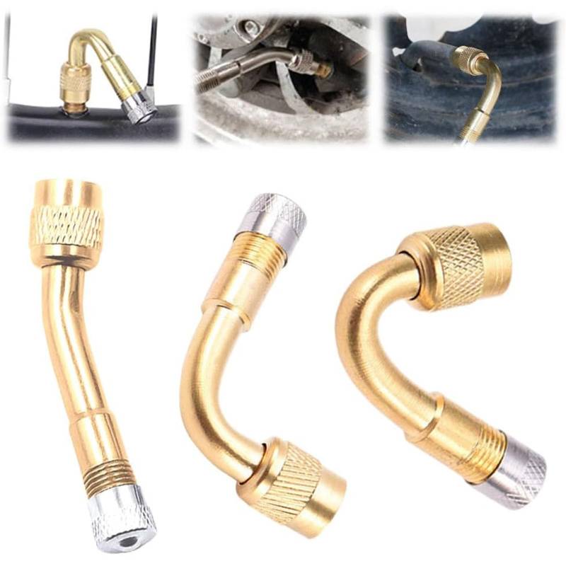 Universal Tire Valve Extension Adapter, Multi-function Pure Brass Inflatable Nozzle Extension, 45 Degree 90 Degree 135 Degree Universal Tire Valve Extender, Universal Tyre Valve Extension Adaptor(Gold von ALOEU