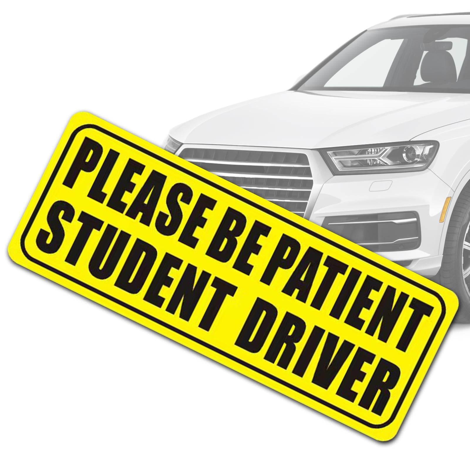 ALWIDA Auto-Magnet für Studentenfahrer, Aufschrift "Please Be Patient", 22,9 x 10,2 cm, reflektierende Farbe, sichere Schilder, Aufkleber, abnehmbare Aufkleber für Fenster von ALWIDA