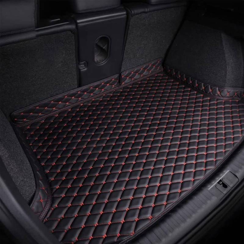 Auto Leder Kofferraummatten für Au-di A4 B9 Avant/Kombi 2015-2022, Kofferraumschutz Kofferraumwanne Schutzmatten All Weather Cargo Mat Innenzubehör,E/Black~red von ALYOOP