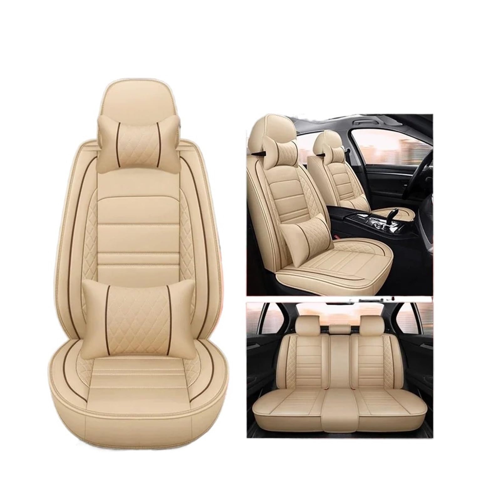 ALZZTUND schonbezug autositz Für 1er E81 E82 E87 E88 F20 F21 F52 F40 Autositzbezug Autositzschoner(Beige 5 Seat Pillow) von ALZZTUND