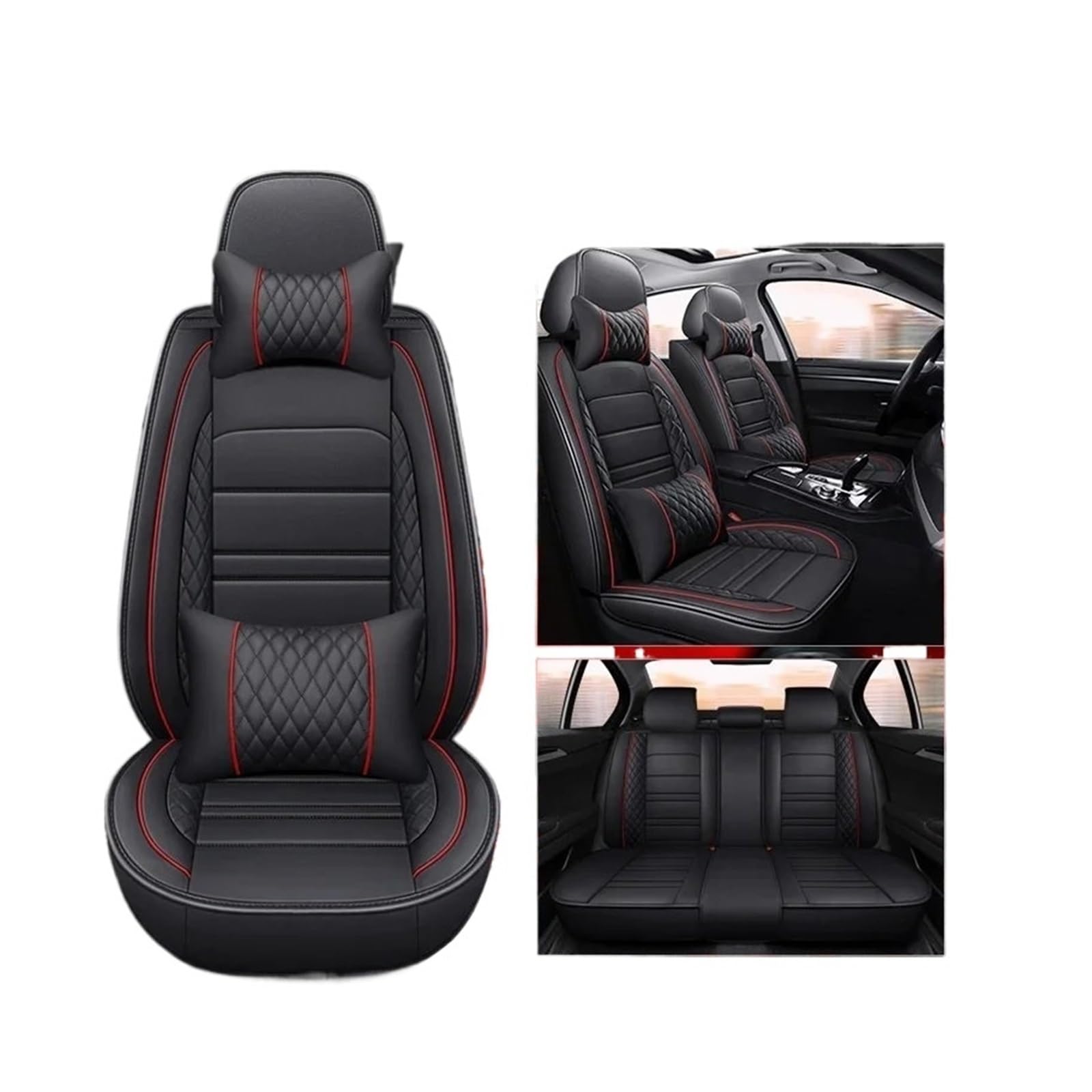 ALZZTUND schonbezug autositz Für 2er Alle Automodelle F22 F23 F44 F45 F46 G42 Autositzbezug Autositzschoner(Black Red Pillow) von ALZZTUND