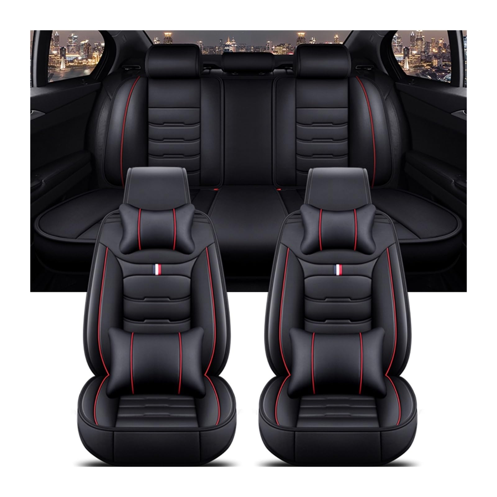 ALZZTUND schonbezug autositz Für 3er Alle Automodelle E46 E90 E93 F30 F31 F34 F35 G20 G21 G28 / Autositzbezug Autositzschoner(Black Red 5 Seat B) von ALZZTUND