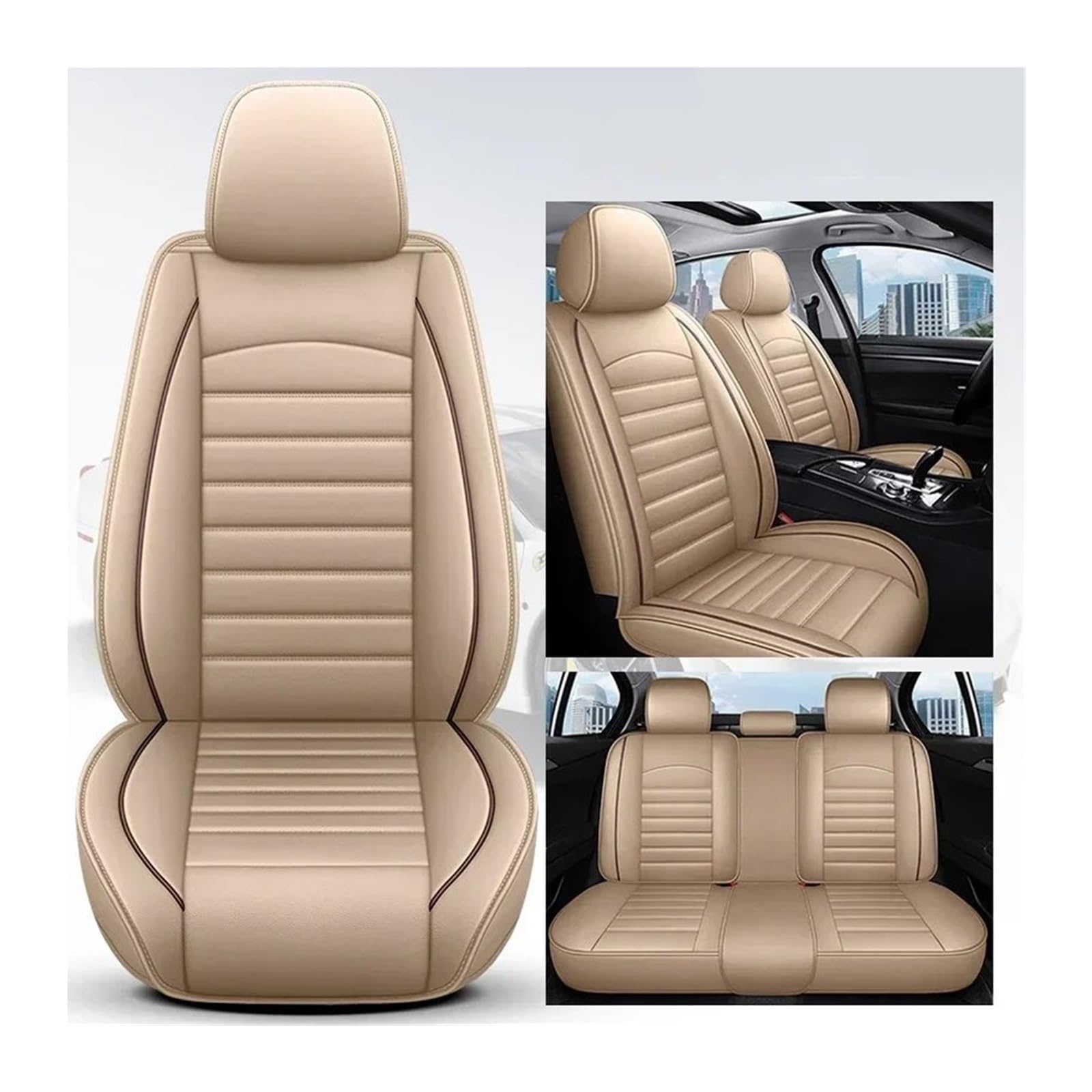 ALZZTUND schonbezug autositz Für 5er F10 F11 G30 G31 E39 E60 E61 F07 F18 G38 G60 Autositzbezug Autositzschoner(Beige 5 Seat) von ALZZTUND