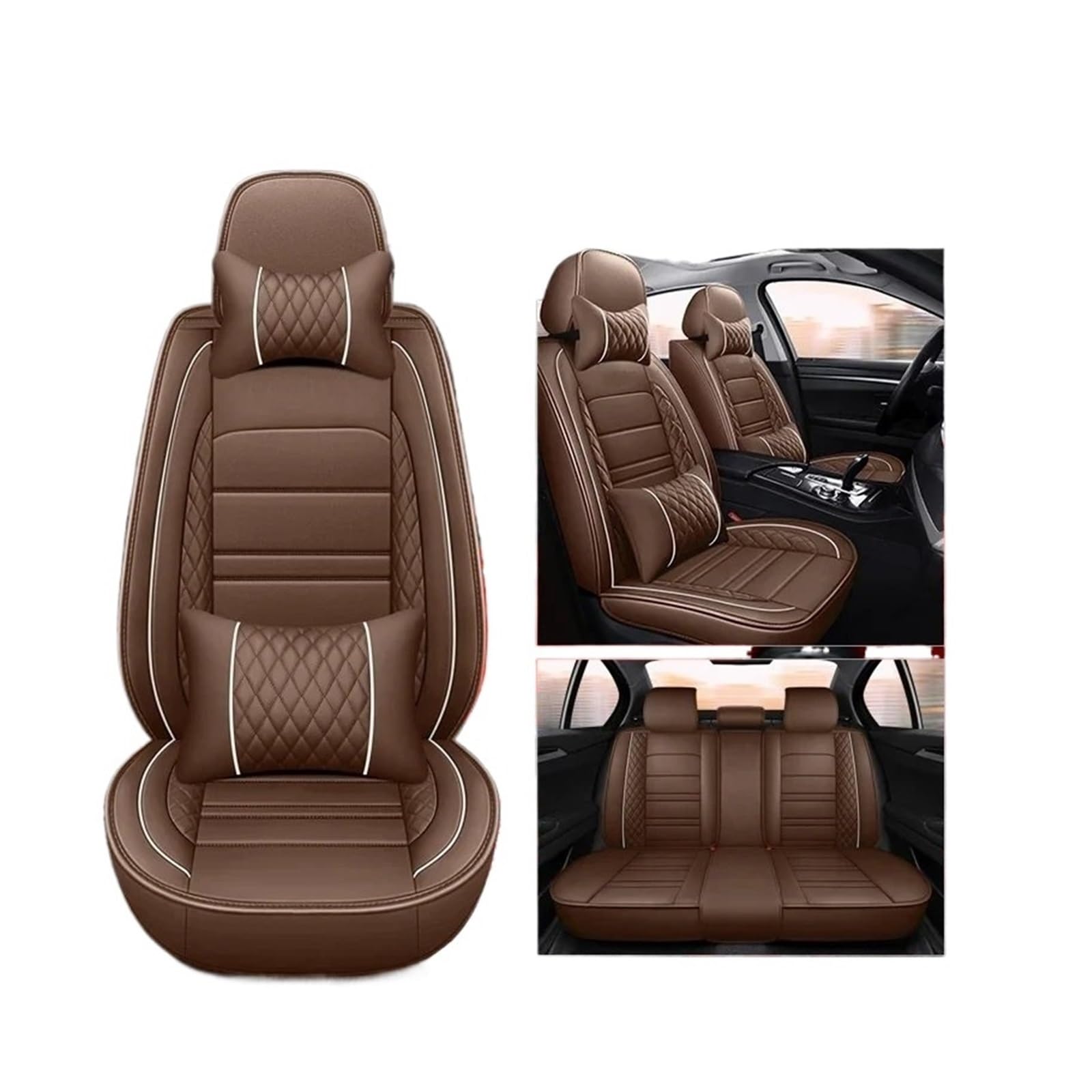 ALZZTUND schonbezug autositz Für 5er F10 F11 G30 G31 E39 E60 E61 F07 F18 G38 G60 Autositzbezug Autositzschoner(Coffee 5 Seat Pillow) von ALZZTUND