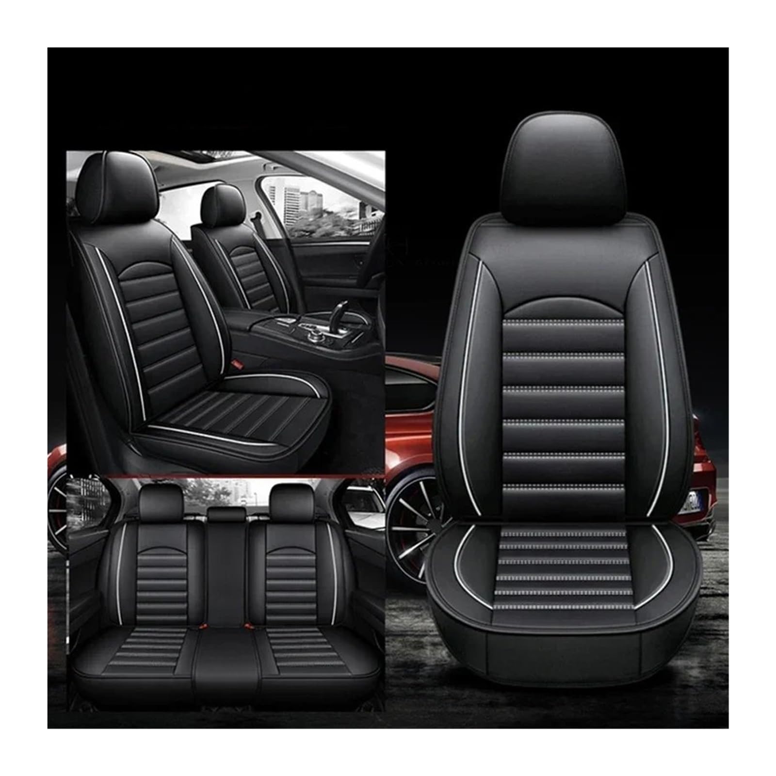 ALZZTUND schonbezug autositz Für A3 Sportback A1 A4 A5 A6 A6L A7 A8 A8L Autositzbezug Autositzschoner(Black White 5 Seat) von ALZZTUND