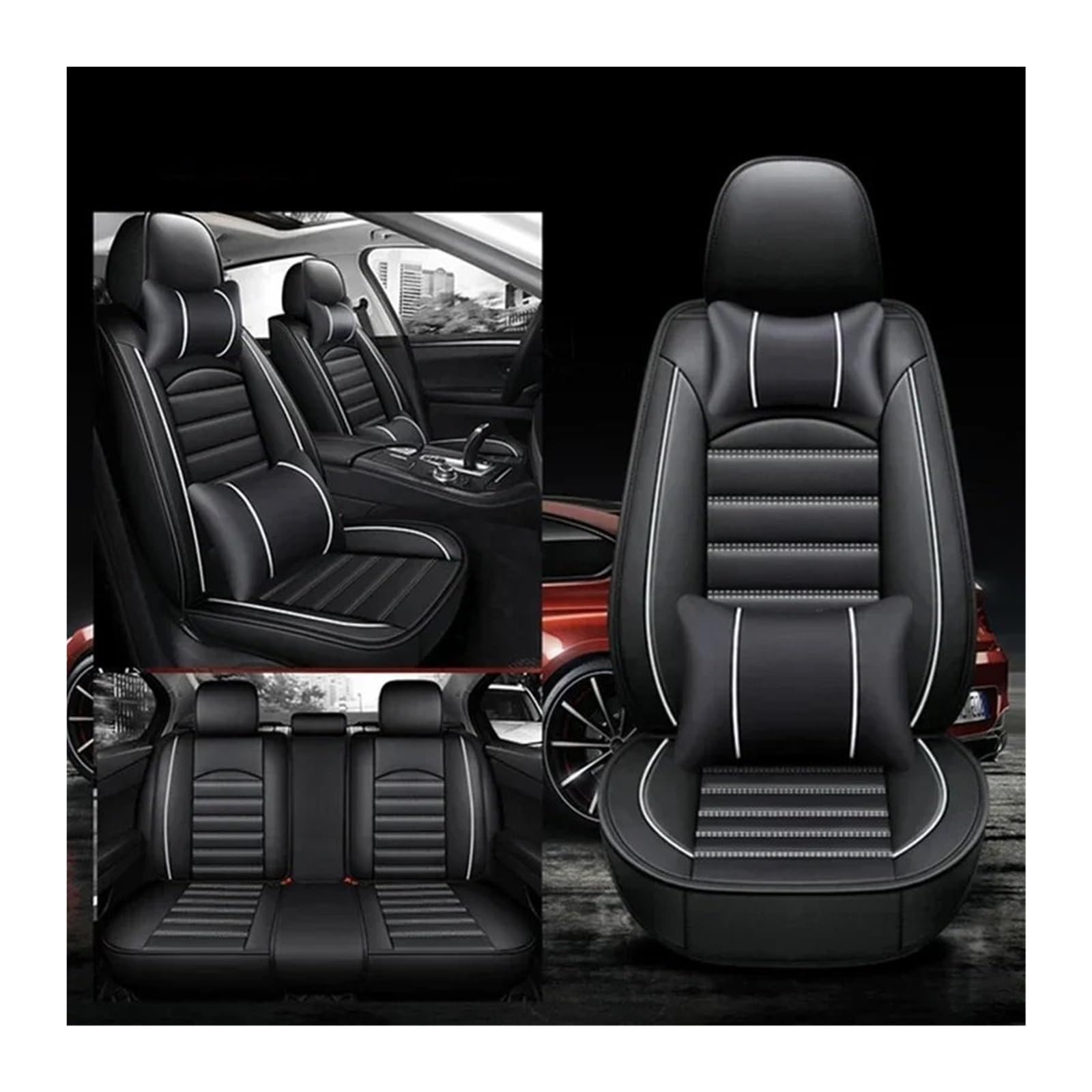 ALZZTUND schonbezug autositz Für A3 Sportback A1 A4 A5 A6 A6L A7 A8 A8L Autositzbezug Autositzschoner(Black White Pillow) von ALZZTUND