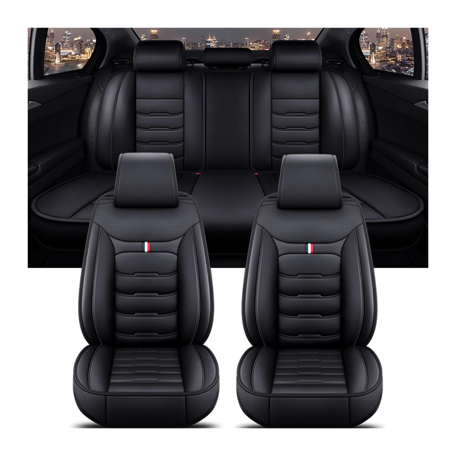 ALZZTUND schonbezug autositz Für Jeep Alle Automodelle Für Kompass Für Grand Für Cherokee Für Commander Für Wrangler JK Auto Sitzbezug Autositzschoner(Black 5 Seat A) von ALZZTUND