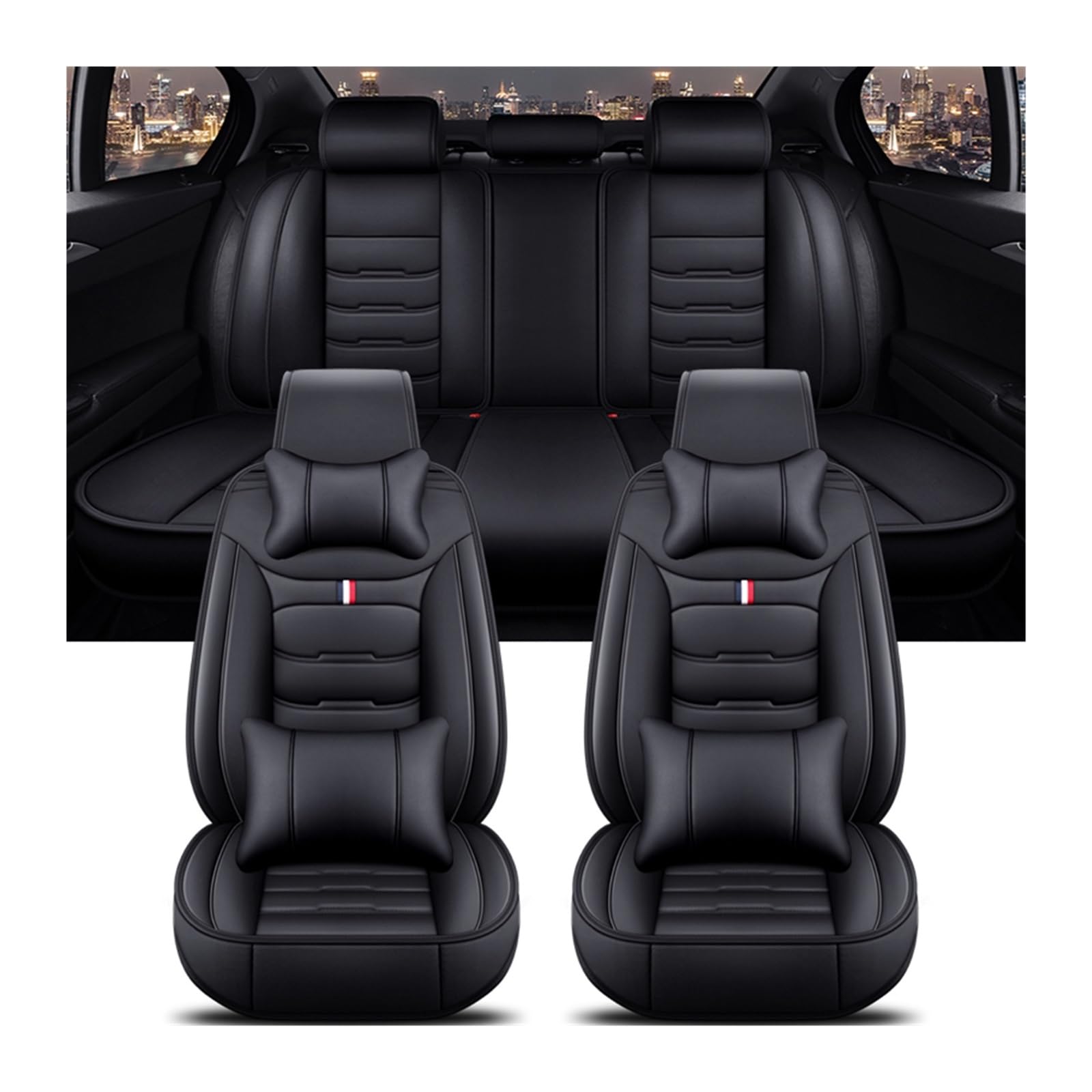 ALZZTUND schonbezug autositz Für Jeep Alle Automodelle Für Kompass Für Grand Für Cherokee Für Commander Für Wrangler JK Auto Sitzbezug Autositzschoner(Black 5 Seat B) von ALZZTUND