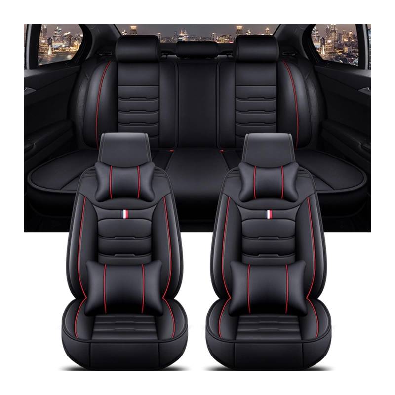 ALZZTUND schonbezug autositz Für Jeep Alle Automodelle Für Kompass Für Grand Für Cherokee Für Commander Für Wrangler JK Auto Sitzbezug Autositzschoner(Black Red 5 Seat B) von ALZZTUND