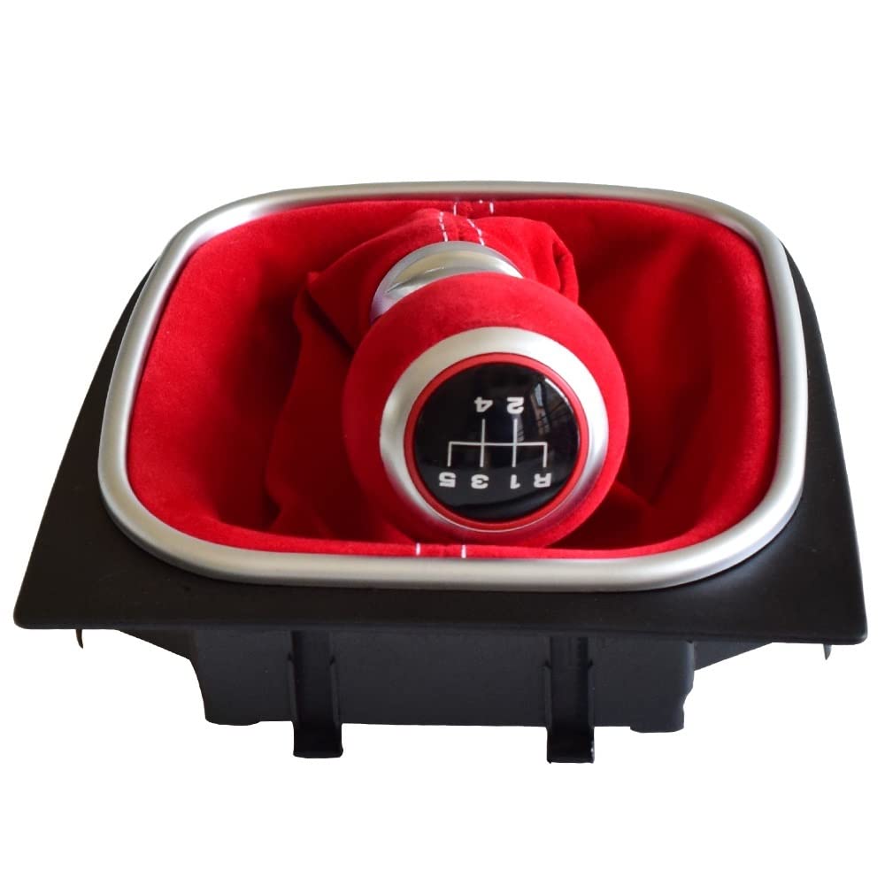 Auto Schalthebel Für VW für Golf 5 6 MK5 MK6 R32 für GTI 2004–2009 5 6-Gang-Schaltknauf mit Staubschutzmanschette schaltknüppel(5 Speed-Red) von ALZZTUND