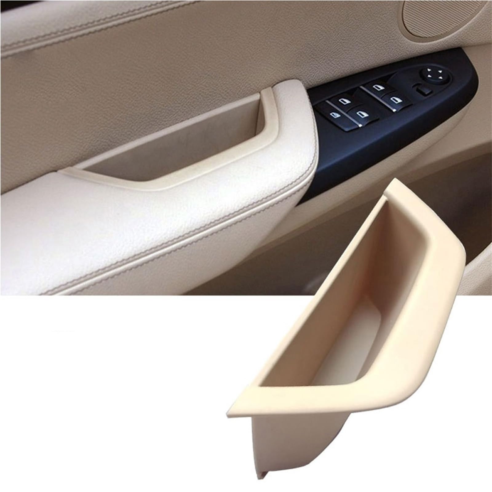 Auto Türgriff Verkleidung Für X3 X4 F25 F26 2010-2016 LHD RHD Auto Innen Armlehne Abdeckung Panel Leder Tür Pull Griff Montage Trim Autoinnenraumtürgriff(Front Left Beige) von ALZZTUND