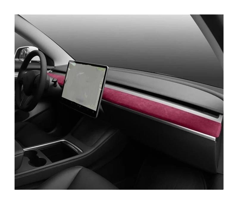 Autoinnenausstattung Für Tesla Für Modell 3 Y 2019-2023 / Auto-Armaturenbrett-Formabdeckung Instrumententafel Dekoratives Patch-Zubehör Autoinnenraum Zubehör(Wine Red) von ALZZTUND