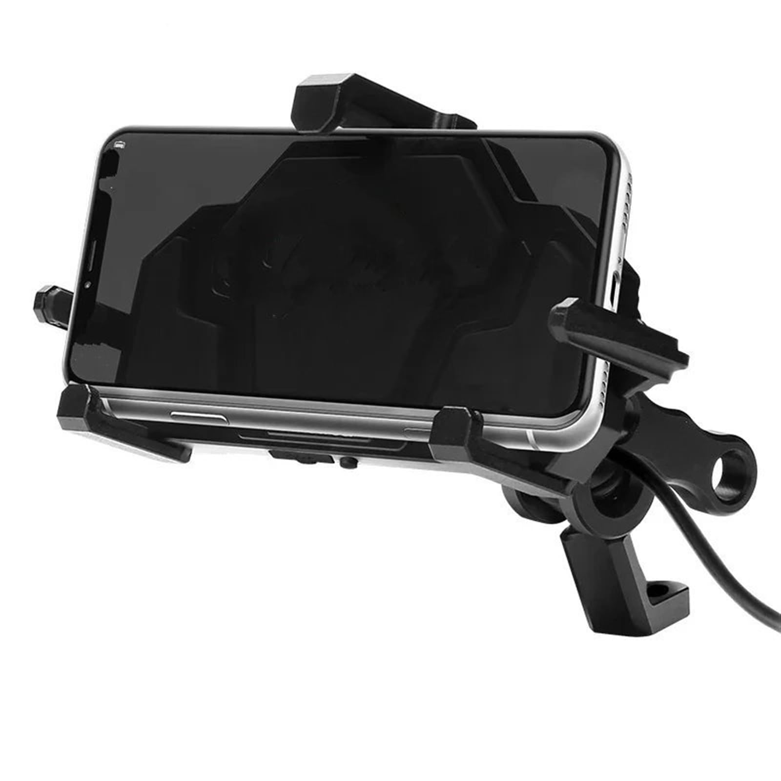 Handyhalter Motorrad Universal Motorrad Stoßfest Navigation Handy Halter Stoßdämpfung Aluminium Legierung 3,0 Schnell Ladegerät Telefon Halter GPS Navigation Halterung(B-Charging Mirror) von ALZZTUND