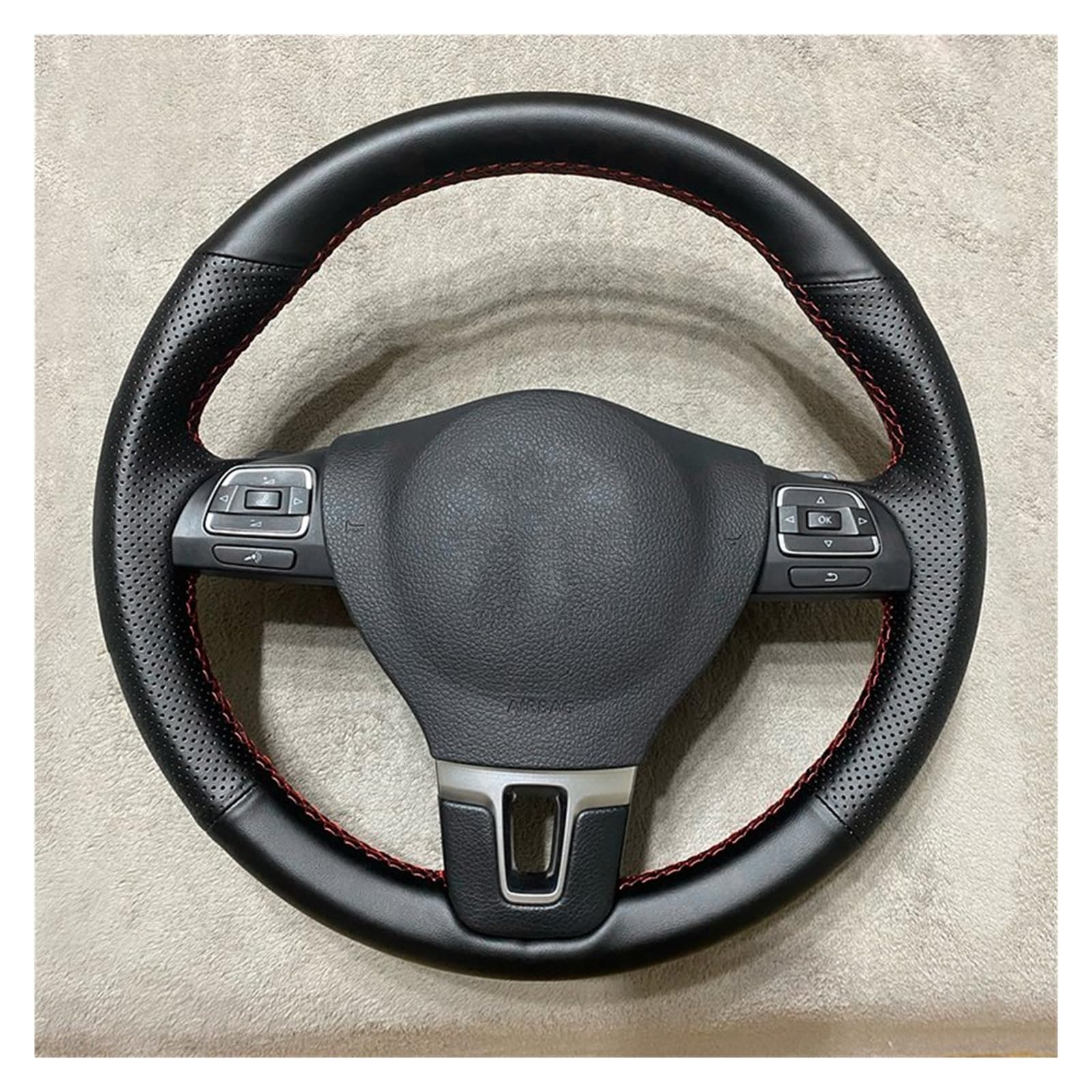 Lenkrad Abdeckung Für Seat Für Leon 1999-2015 Auto-Lenkradabdeckung lenkradschutz Auto(Black-White) von ALZZTUND