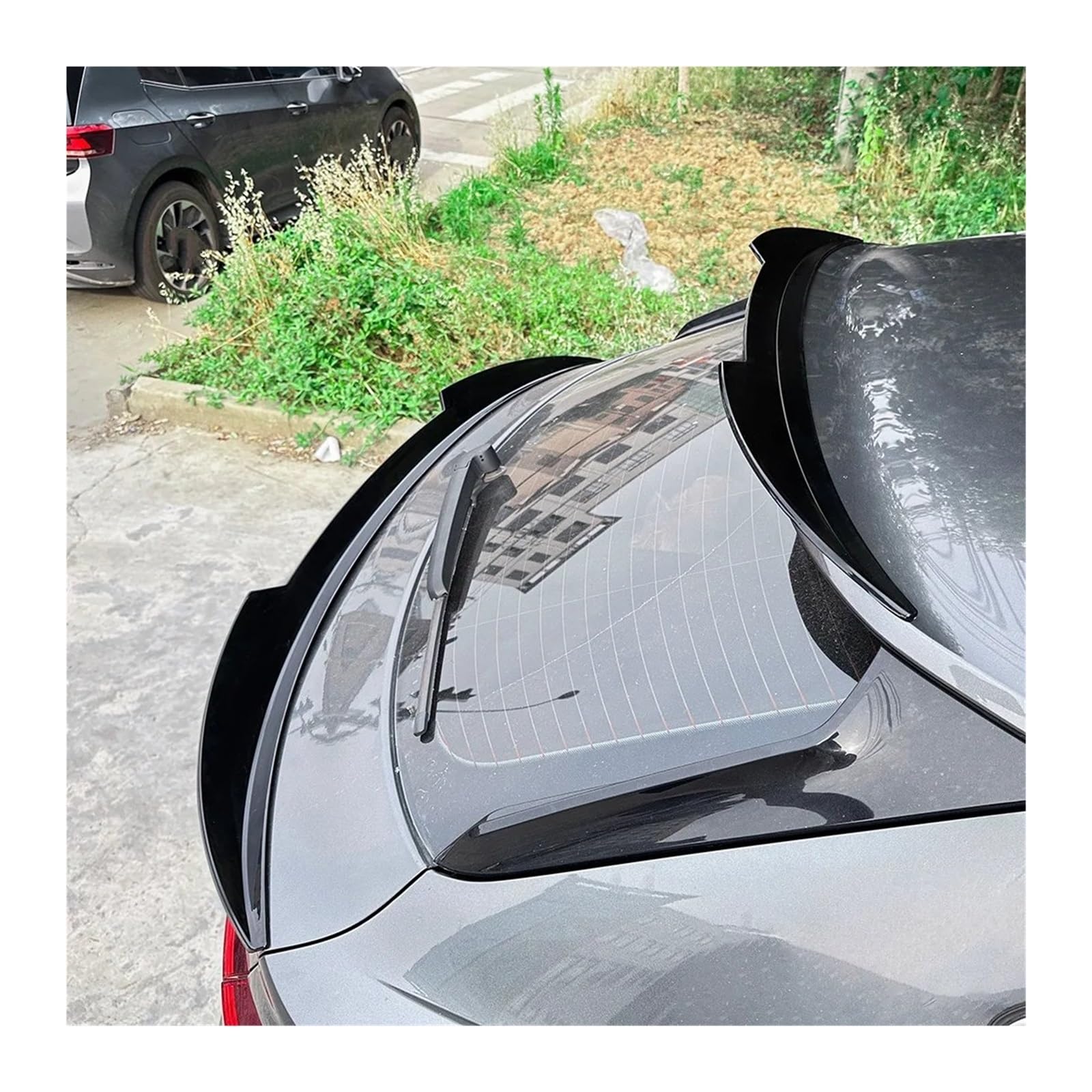 Rear Spoiler Für Q3 F3 Für Sportback 2019 + Auto Hinten Stamm Mitte Feste Splitter Dach Spoiler Lip Heckflügel(A Set Black) von ALZZTUND