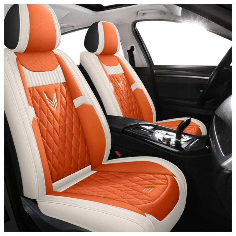 ALaaaaL Full Set Auto Sitzbezüge für BMW 2.Serie,2 Gran Tourer,Leder Wasserdicht Bequem Autositzbezüge Sitzschoner Innenraum Zubehör,K-orange von ALaaaaL