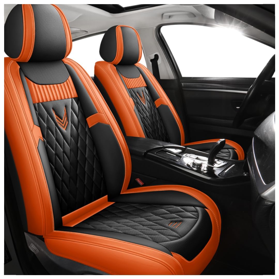 ALaaaaL Full Set Auto Sitzbezüge für BMW X7 G07 iX1 iX3,Leder Wasserdicht Bequem Autositzbezüge Sitzschoner Innenraum Zubehör,H-Black orange von ALaaaaL