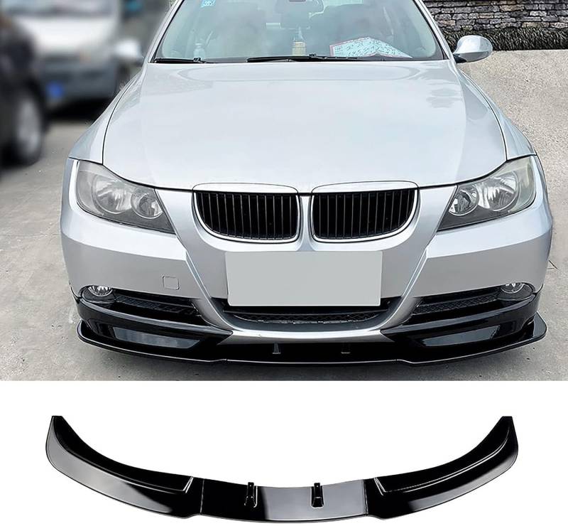 Auto Frontlippe Frontspoiler für BMW 3 Series E90 E91 320i 325i 2005-2008,Frontlippe Spoiler Protector Car Styling Karosserie-Anbauteile, A/Black von AMAIR