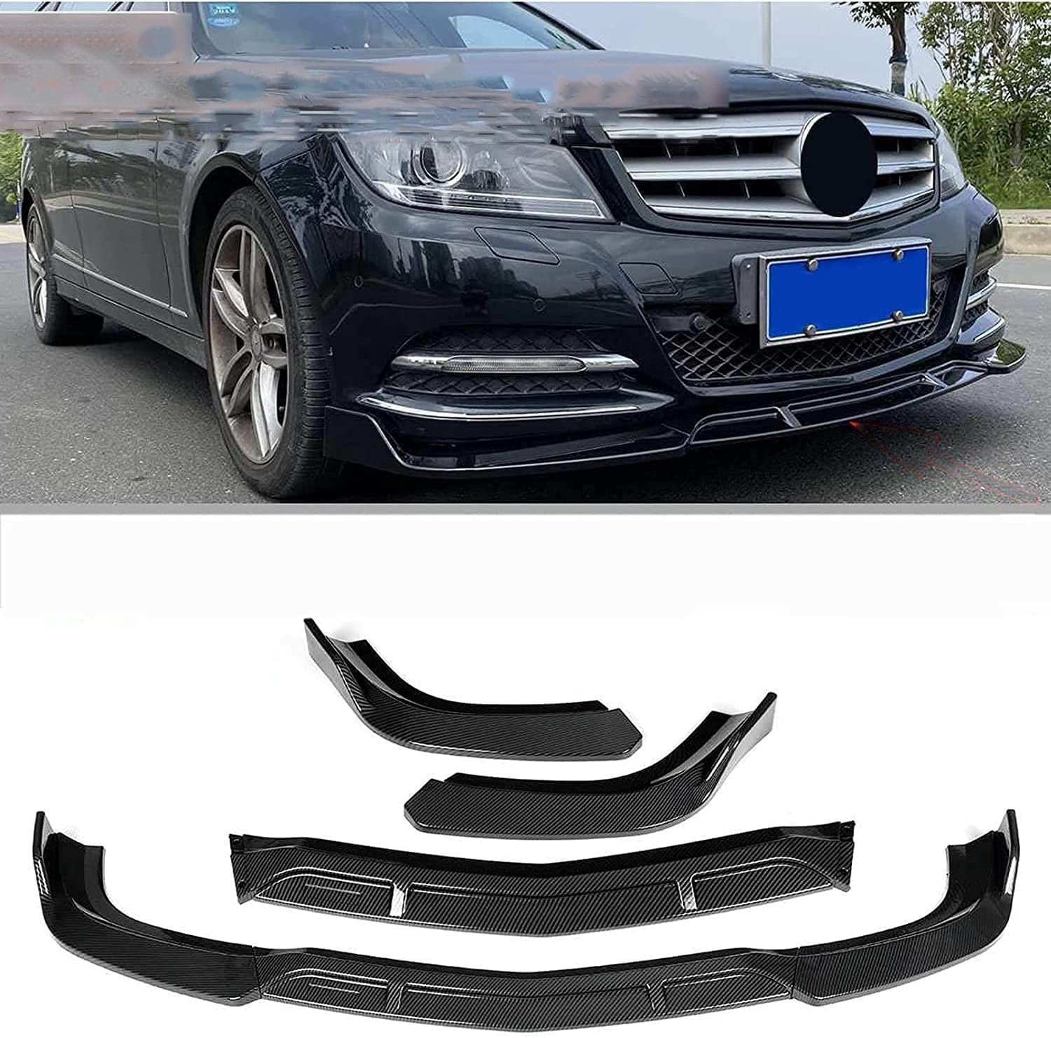 Auto Frontlippe Frontspoiler für Mercedes Benz W204 2008 2009 2010 2011 2012 2013 2014,Frontlippe Spoiler Protector Car Styling Karosserie-Anbauteile von AMAIR