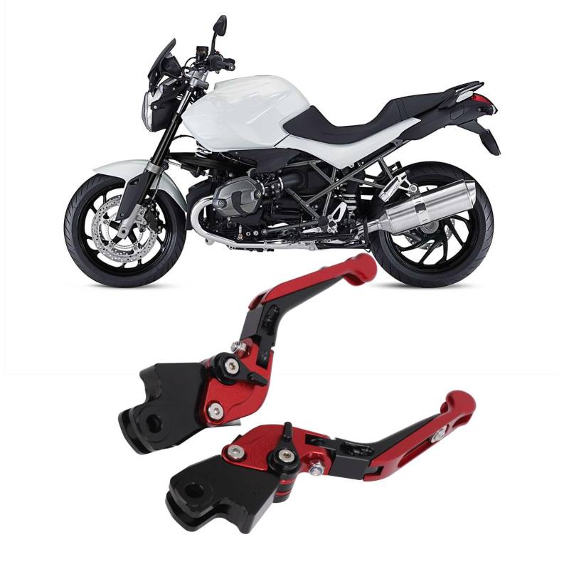 AMAKO Motorrad-Klappkupplungshebel, Bremsgriffhebel aus CNC 6061-Aluminiumlegierung mit Eloxierter Oberfläche für R1200R R1200RT R1200GS, Wesentliche Motorradteile (Rot) von AMAKO