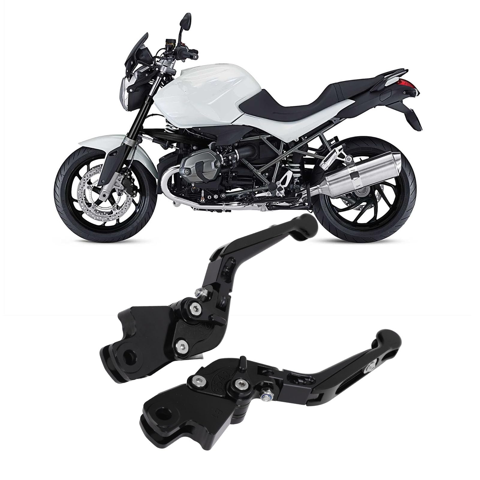 AMAKO Motorrad-Klappkupplungshebel, Bremsgriffhebel aus CNC 6061-Aluminiumlegierung mit Eloxierter Oberfläche für R1200R R1200RT R1200GS, Wesentliche Motorradteile (Schwarz) von AMAKO