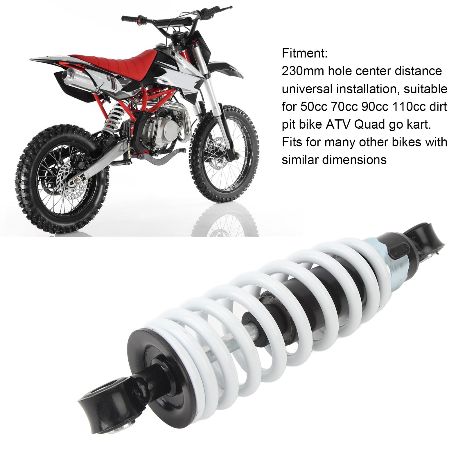 Stoßdämpfer: 230 mm Lochabstand Einstellbarer Dämpfungsfeder Federschockdämpfer für 50CC 70CC 90CC 110CC Dirt Pit Bike, Verstärkte Leistungsabsorber von AMAKO