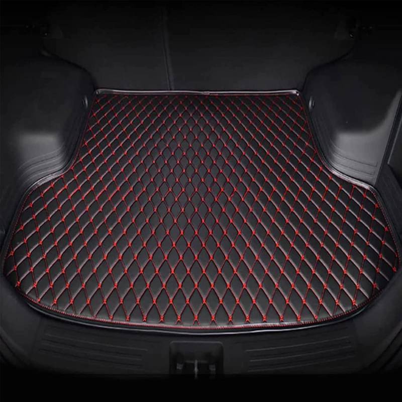 Auto Leder Kofferraummatten für BMW 2er Gran Coupé (F44) 2020 2021 2022 2023, Wasserabweisende Kofferraum Schutzmatte Auto Kofferraumwanne passend,C/Black-red von AMALL