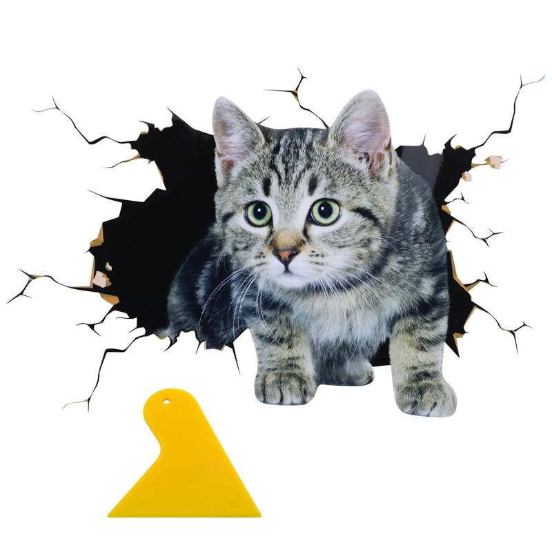 3D Katze Aufkleber Mit 1 Filmabstreifer, Autoaufkleber, Niedliche Katze Dekorationen Benutzerdefinierte Auto Stoßstange Aufkleber Kratzer Thema Wand Aufkleber, Katzen Sticker, Aufkleber Auto von AMANDELIZABE