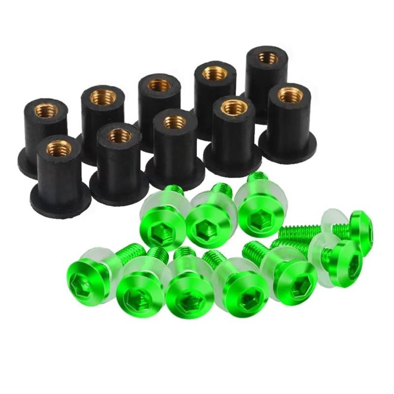 10 PCS M5 Windschutzscheibe Windabweiser Schrauben Kits Für KAW&ASAKI ZX6R ZX-6R ZX 6R ZX7R ZX9R ZX10R ZX-10R ZX12R ZX14R ER5(Green) von AMASONY