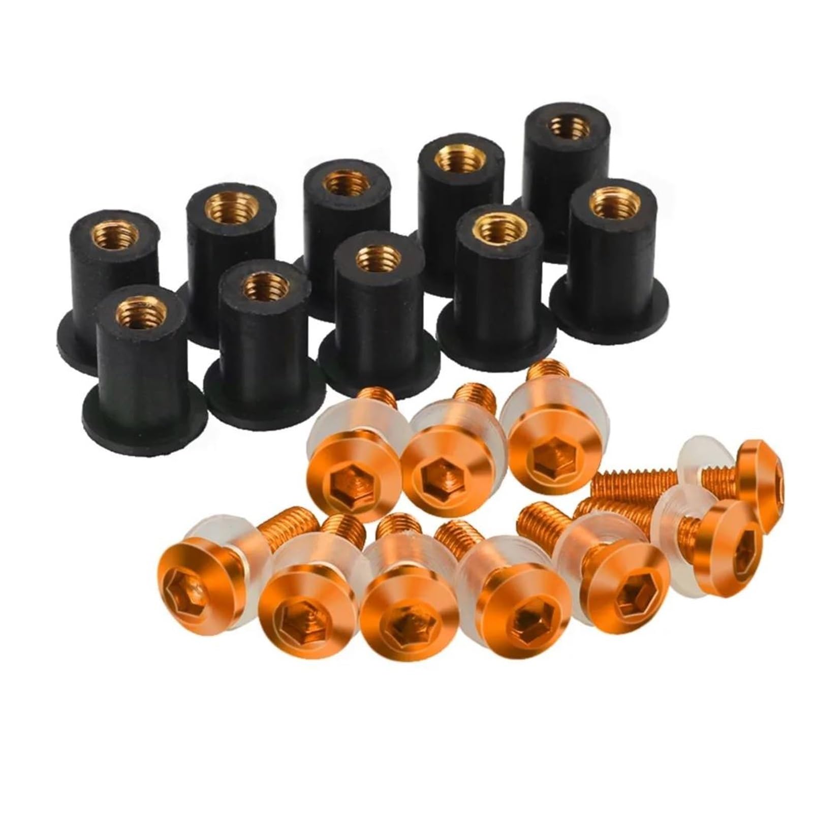 10 PCS M5 Windschutzscheibe Windabweiser Schrauben Kits Für KAW&ASAKI ZX6R ZX-6R ZX 6R ZX7R ZX9R ZX10R ZX-10R ZX12R ZX14R ER5(Orange) von AMASONY