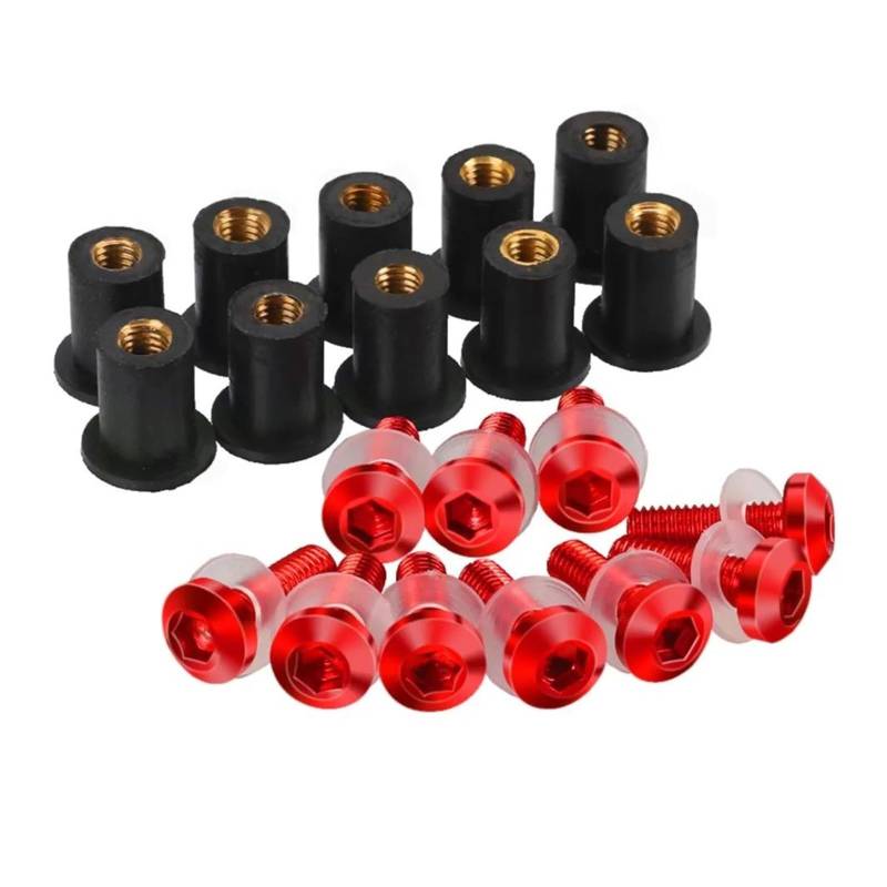 10 PCS M5 Windschutzscheibe Windabweiser Schrauben Kits Für KAW&ASAKI ZX6R ZX-6R ZX 6R ZX7R ZX9R ZX10R ZX-10R ZX12R ZX14R ER5(Red) von AMASONY