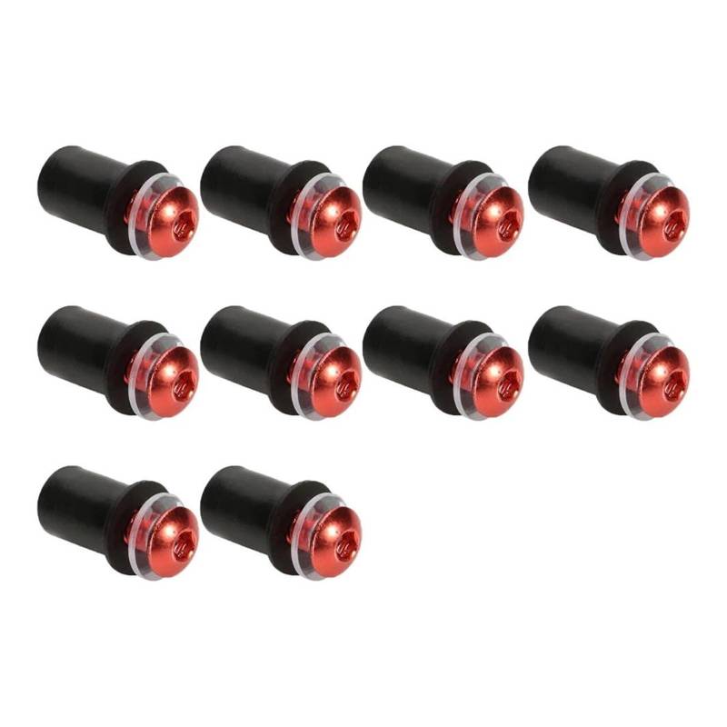 10 Stücke Motorrad M5 16mm Metric Gummi Gut Muttern Windschutzscheibe Verkleidung Gugel Eloxiert Windschutzscheibe Mutter Bolzen Schraube Kit(Red) von AMASONY