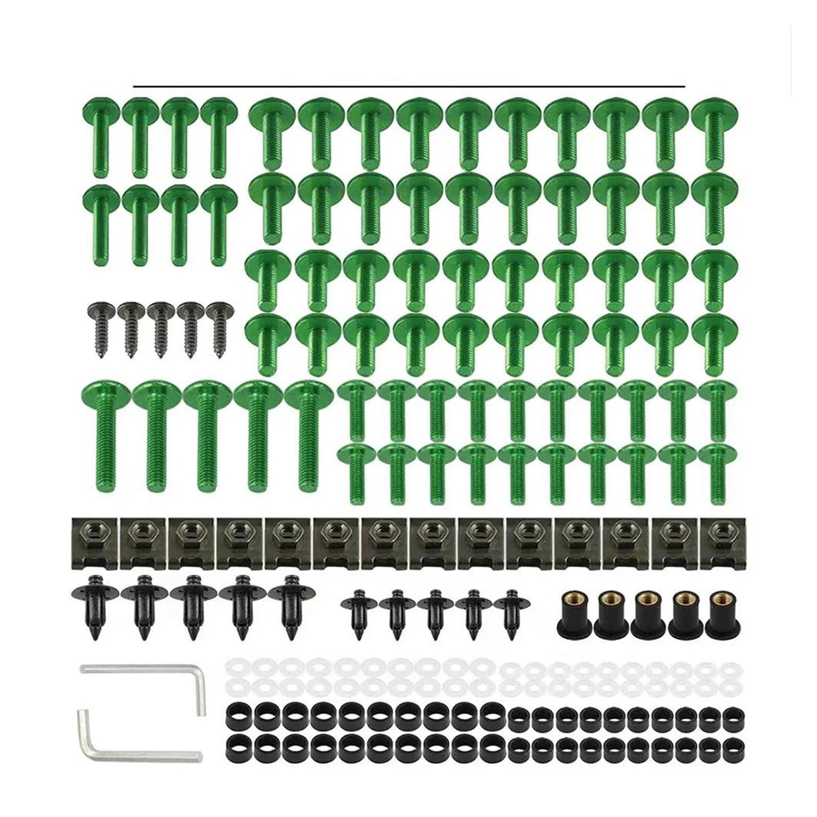 177-teiliges Schraubenset Für Die Verkleidung Von Motorrädern, Windschutzscheibenschrauben, Bunte Befestigungselemente, Aluminiumlegierung, Modifizierte Motorradteile(Green) von AMASONY