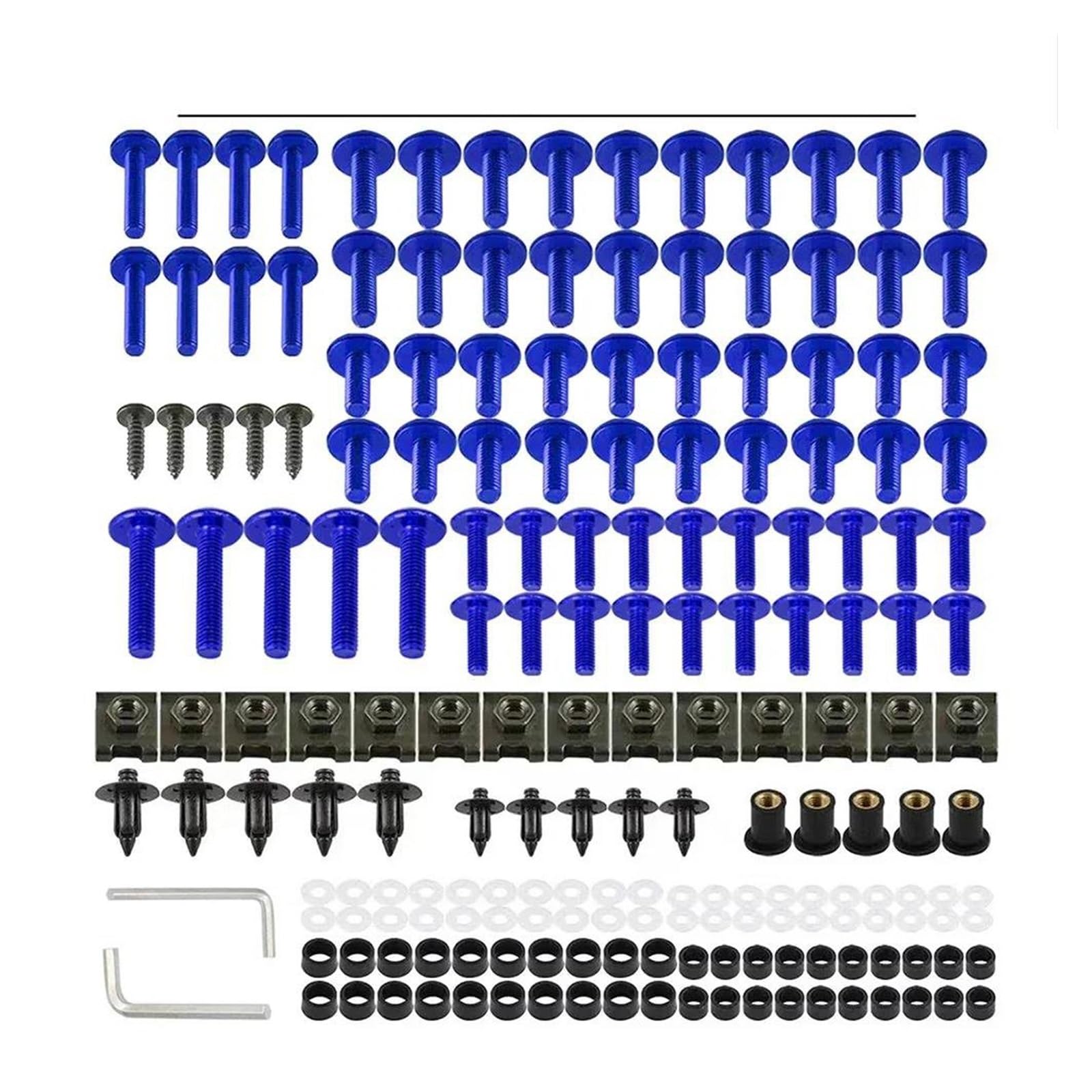 177PCS Motorrad Verkleidung Schrauben Schrauben Mutter Kit Für KAW&ASAKI KLR650 Abenteuer ABS Camo Reisenden KX450 KX450 XC KLX230(Blue) von AMASONY