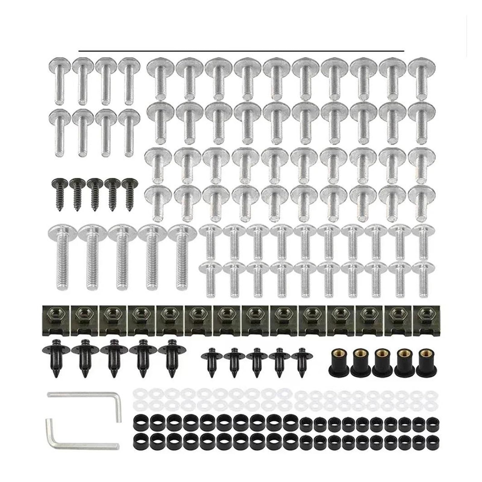 177PCS Motorrad Verkleidung Schrauben Schrauben Mutter Kit Für KAW&ASAKI KLR650 Abenteuer ABS Camo Reisenden KX450 KX450 XC KLX230(Silver) von AMASONY