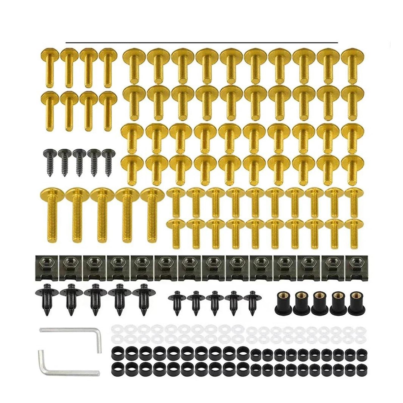 177PCS Motorrad Verkleidung Schrauben Schrauben Mutter Kit Für KAW&ASAKI Ninja 400 400R ABS KRT SE SE2 EX400 Z125 Pro KRT SE Z125SE(Gold) von AMASONY