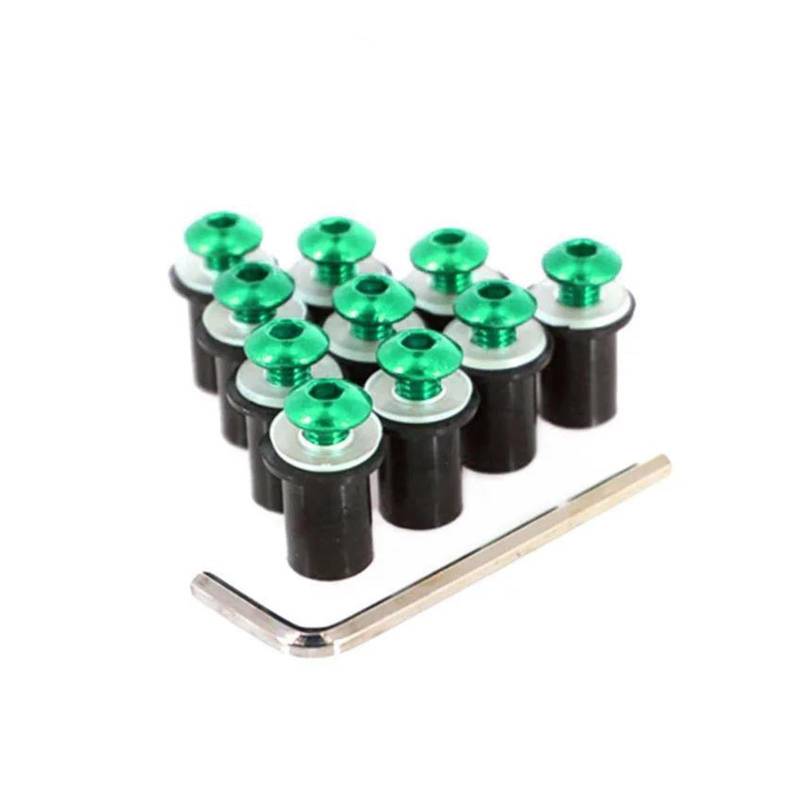 5mm 10PCS Windschutzscheibe Schrauben Schraube Mutter Verschluss Kit M5 Für B&MW S1000RR S1000R HP4 S1000XR S1000 RR S1000 XR F800R(Green) von AMASONY